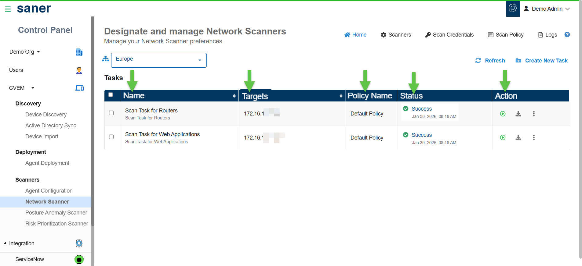 Manage Network Scanner Tasks